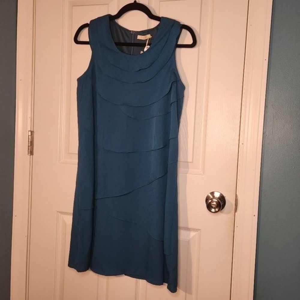 Tulle Anthropologie Turquoise Tiered Shift Dress